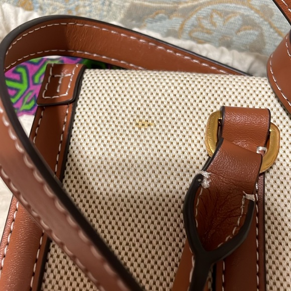 Tory Burch Blake Canvas Small Tote Brown - Picture 7 of 8